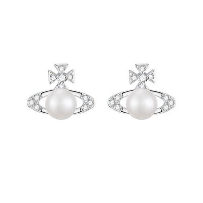 【自营】daisy beauty锆石珍珠土星耳钉女银针小众耳饰镀k金耳环