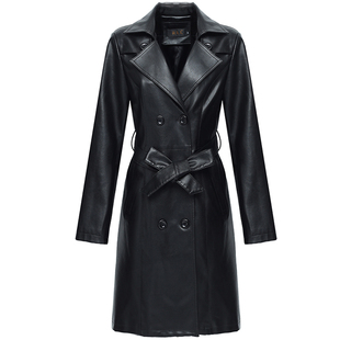 2025秋冬新款真皮皮衣女中长款修身绵羊皮风衣大码加棉毛领皮外套