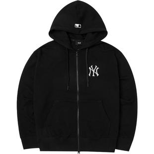 【自营】MLB连帽夹克男女装新款针织外套运动服黑色上衣3ATRQ0141