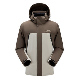 Jeep男士冲锋衣羽绒内胆三合一秋冬防水新款保暖外套鹅绒羽绒服