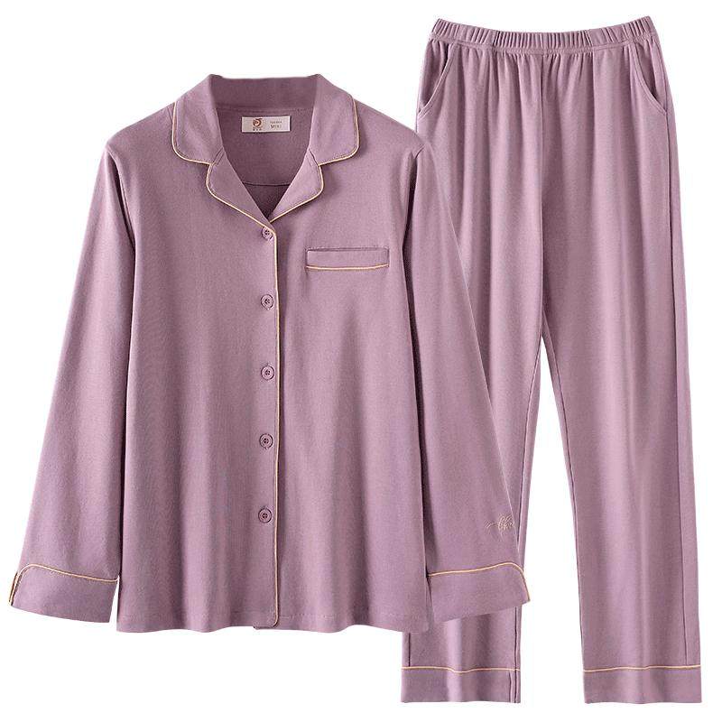 睡衣女士春秋款春秋季纯棉长袖家居服薄款秋冬款冬季大码套装