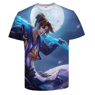 王者荣耀t恤孙悟空至尊宝地狱火马超神威衣服3D印花时尚高街短袖