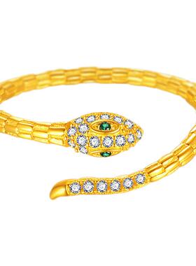 中国珠宝S925银灵蛇戒指蛇年生肖