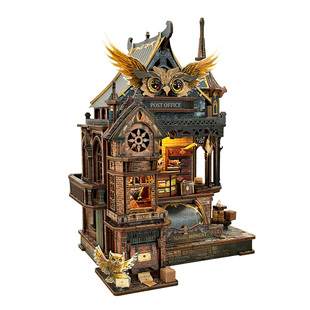 寄放时光西西弗猫头鹰邮局木制拼装传动模型手工diy小屋新年礼物
