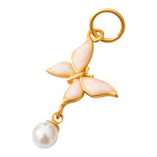 古法沙金蝴蝶银杏叶鱼尾长链吊坠仿珍珠手串链项链包挂DIY配件坠