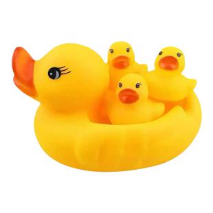 小黄鸭宝宝洗澡玩具捏捏叫小鸭子戏水子母鸭一大三小套装解压发声