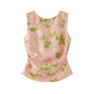 厅唐TINGTANG【花间序】传统花罗清雅轻中式套装轻薄通透背心半裙