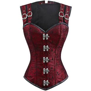 哥特式包背肩带可调宫廷朋克风束腰腰带塑身马甲束身衣女王塑身衣