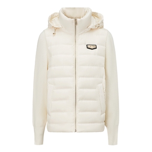 FF仿佛冬季新款立领羽绒服女连帽厚款内外两穿针织袖