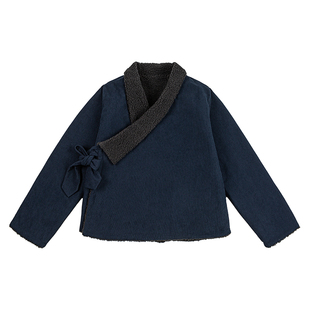 K叔冬季国潮古风纯色加绒加厚藏袍宽松翻领中国风大码棉衣新中式