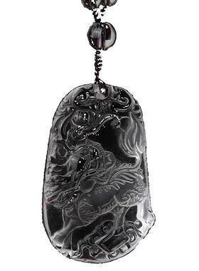 天然白水晶麒麟吊坠礼物项链