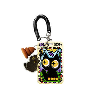 HAPPY原创邮票小黑猫卡套学生饭卡校园公交地铁门禁卡证件收纳套