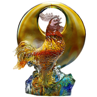 鸡的吉祥物摆件琉璃公鸡工艺品
