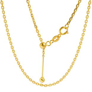 针式链18k金彩金纯金穿珠十字链螺丝项链女可调节白金玫瑰金au750