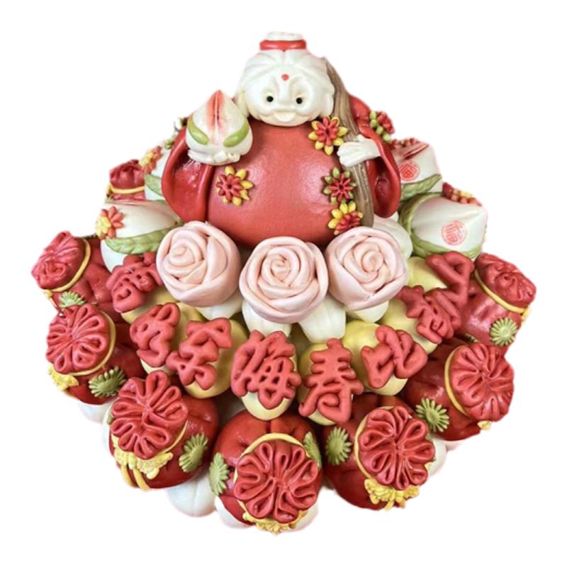 胶东花饽饽寿星老人寿桃生日蛋糕