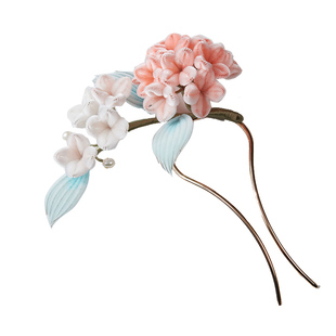 SORO苏绒【春樱映雪】 原创设计非遗绒花发簪精致国风头饰U型发簪