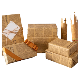 牛皮包装纸花束鲜花礼物纸儿童生日礼品盒材料包礼盒复古书皮纸英文花纸大尺寸礼品纸教师节情人节打包纸