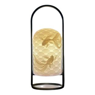 陶瓷小夜灯氛围灯摆件室内充电新中式无线触控开关台灯床头睡眠灯