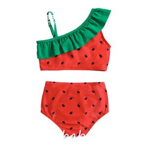 KIKOBABY SWIMWEAR女童夏季荷叶边泳装两件套西瓜草莓分体式 泳衣