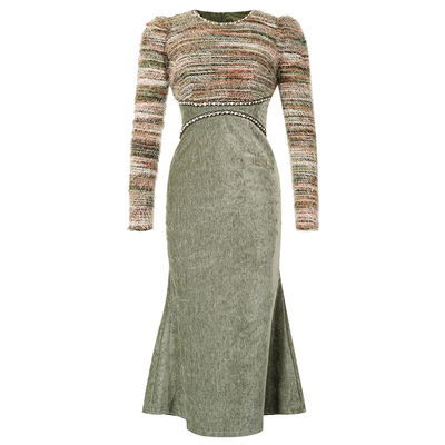 复古风鱼尾连衣裙女装