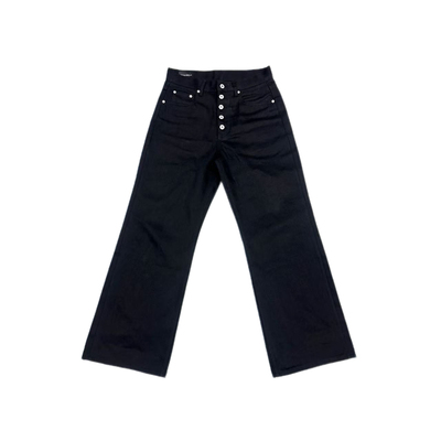 [黑蜡竹节原牛14.2oz]五连扣666版型微喇黑牛仔裤PoorlandDN1115