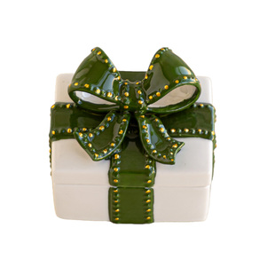 创意陶瓷圣诞蝴蝶结首饰盒个性家居珠宝戒指项链收纳盒饰品盒送礼