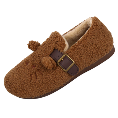 一脚蹬毛毛鞋女勃肯鞋保暖可爱豆豆棉鞋防滑棉鞋加厚羊羔毛懒人鞋