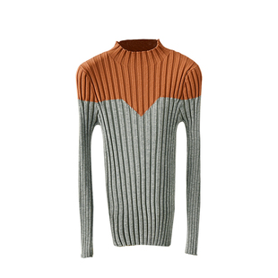 【清仓】夏娃徐睿知李莱尔同款拼接撞色毛衣打底衫女内搭针织上衣