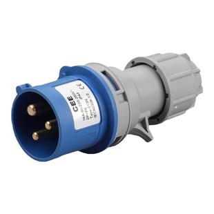 16A-6H防水插头插座CEE三芯公头带电缆锁紧头220v电源快速对插
