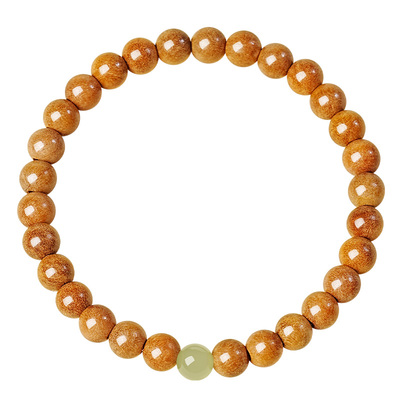 宫里上新桃木和田玉木质文玩手串