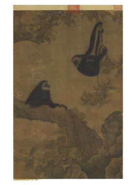 宋人枇杷猿戏图走兽水墨画