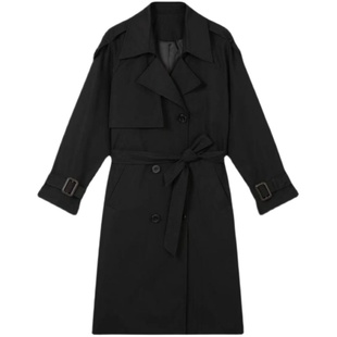 神仙club原创春秋英伦小个子黑色风衣短款外套中长款卡其色大衣女