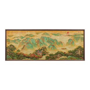 五岳独尊新中式客厅装饰铜画雄伟山岳挂画办公室寓意背景墙装饰画