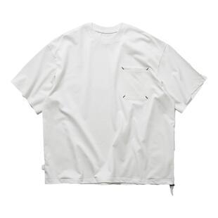 Ang2 Stu 异色套结细节点缀 重磅纯棉 宽松阔版单口袋圆领短袖T恤