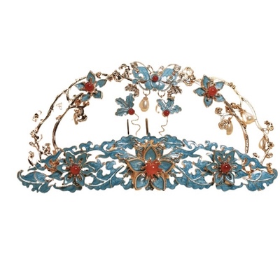 格格间发冠套装铜合金明制新娘