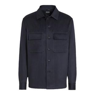 ZEGNA杰尼亚男装海军蓝Oasi Cashmere Alba羊绒衬衫外套