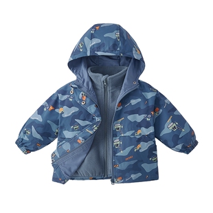 [三防抑菌]男童外套秋冬款三合一冲锋衣加绒小宝宝儿童防风软壳衣