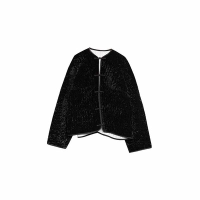 大拙老钱风穿搭盘扣国风廓形丝绒绗缝棉衣棉服240925