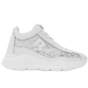 Ruco Line如卡莱意大利蕾丝透气休闲运动跑鞋小白鞋女5cm增高鞋