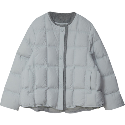 时尚宽松圆领拼接羽绒服