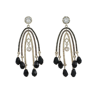 「黑天鹅」原创黑色流苏夸张耳环蚊香盘耳夹无耳洞女小众耳钉耳饰