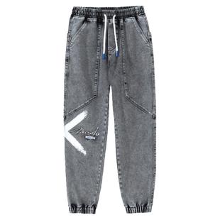 冬季大码男款裤子2025新款休闲牛仔裤男士加绒弹力哈伦宽松工装裤