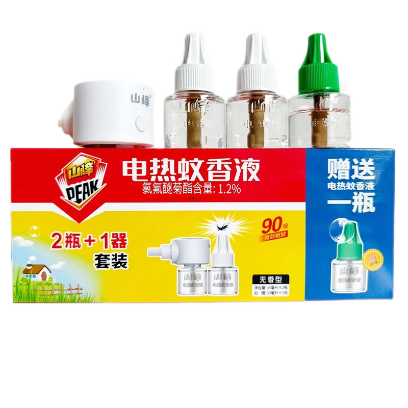 山峰电热蚊香液套装2液+1器补充