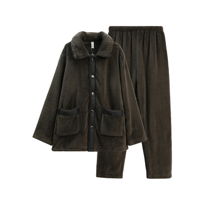 芬腾男士睡衣法兰绒加绒加厚秋冬