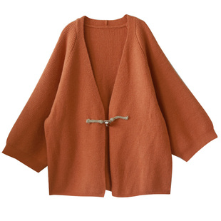 【日暖风和】复古懒惰感针织开衫外套女2025秋季纯色宽松外搭毛衣