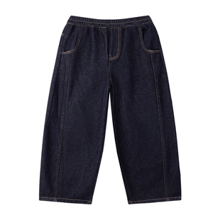 左西女童加绒裤子秋冬款保暖儿童牛仔裤冬装2025新款中大童弯刀裤