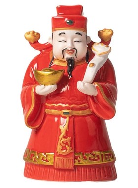 陶瓷五路财神摆件中式家居客厅玄关办公室装饰品店铺开业乔迁礼品