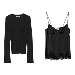 UN MUTE25FW 澳洲美诺细支羊毛混纺内搭睫毛蕾丝吊带两件式羊毛衫