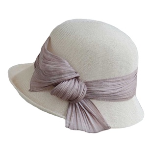 日本进口和纸渔夫帽防晒帽子女春夏季真丝麻优雅礼帽透气时尚遮阳