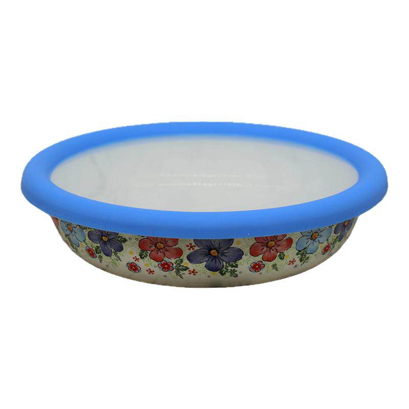 特厚搪瓷圆盘带盖元宝盆